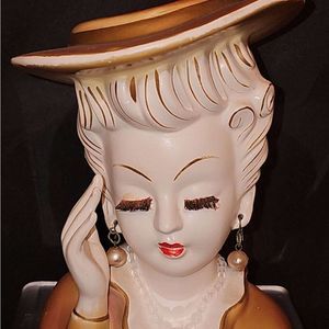 Rare Ceramic Vintage Asian Lady Head Vase